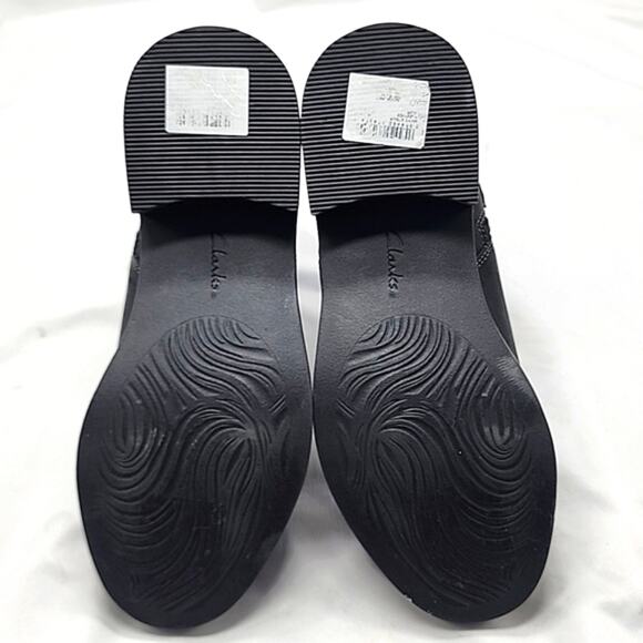 CLARK'S MAYE STRAP BLACK LEATHER ZIPPER/BUCKLE/CLOSURE ALMOND-TOE LADIES 8 NWOB - Picture 14 of 16